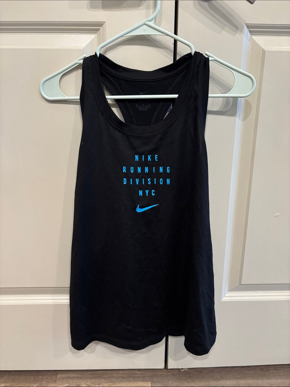 Nike Black Racerback Tank with Bright Blue Logo